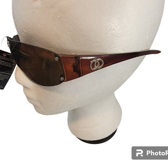 Accessories - Brown Tortoise Shell Color Plastic Sunglasses w Rhinestone Details